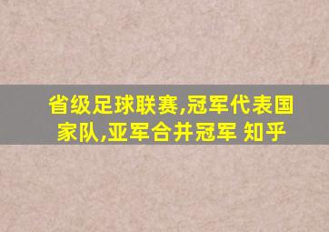 省级足球联赛,冠军代表国家队,亚军合并冠军 知乎